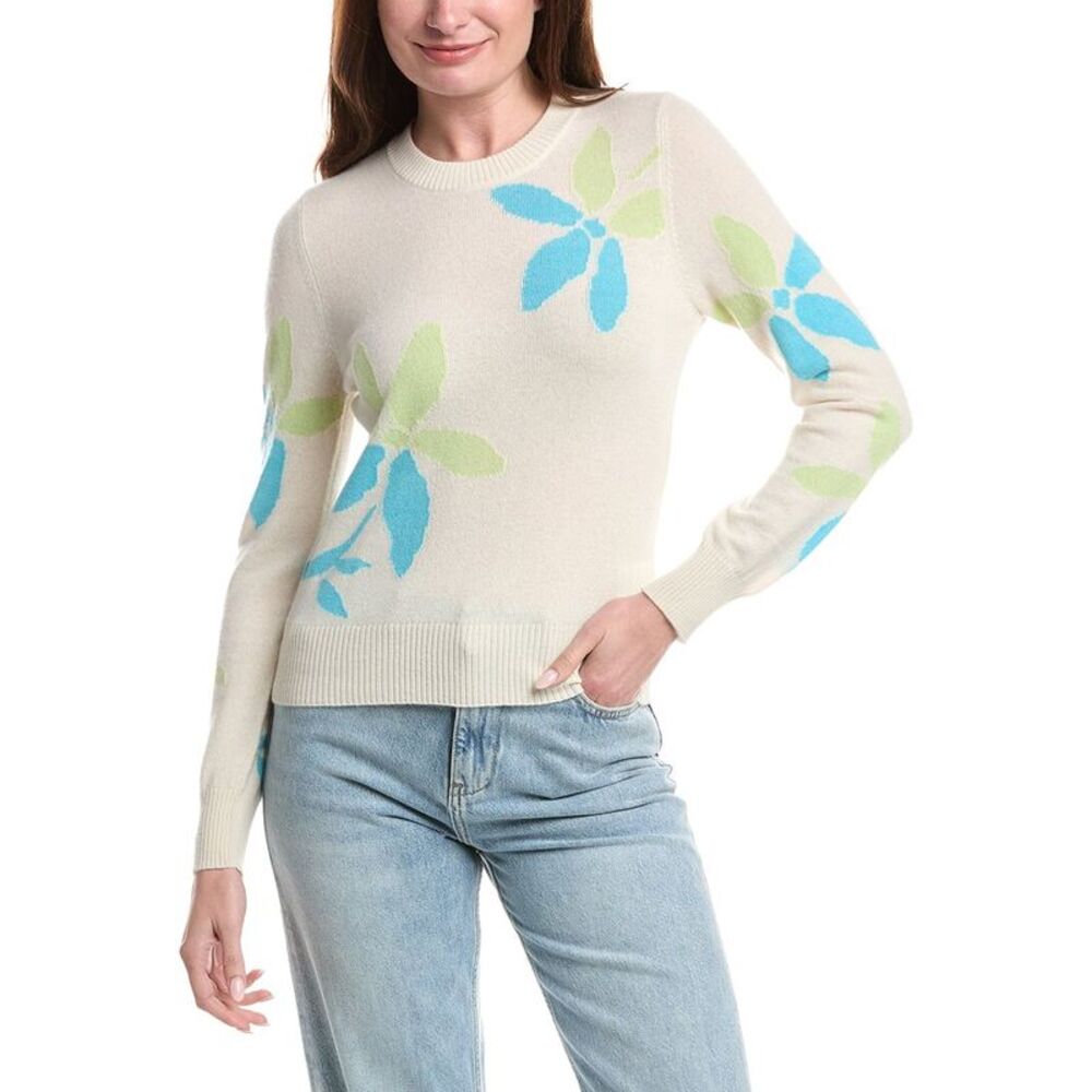 &Isla Womens  Forrest Floral Cashmere Top, Blue